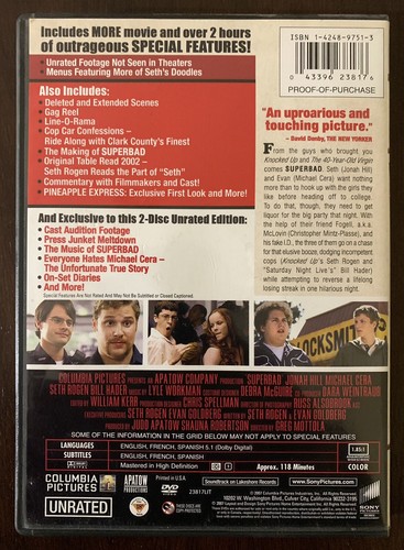 Superbad (DVD, 2007, 2-Disc Set, Special Edition; Unrated; Extended Cut) - 第 2/2 張圖片