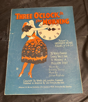 Three O'Clock in The Morning Sheet Music Greenwich Village Follies Robledo 1921 