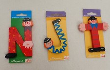 3 Sevi Hand Painted Wood Alphabet Letters VTG NOS Red  T  Red "N"  Yellow "J"