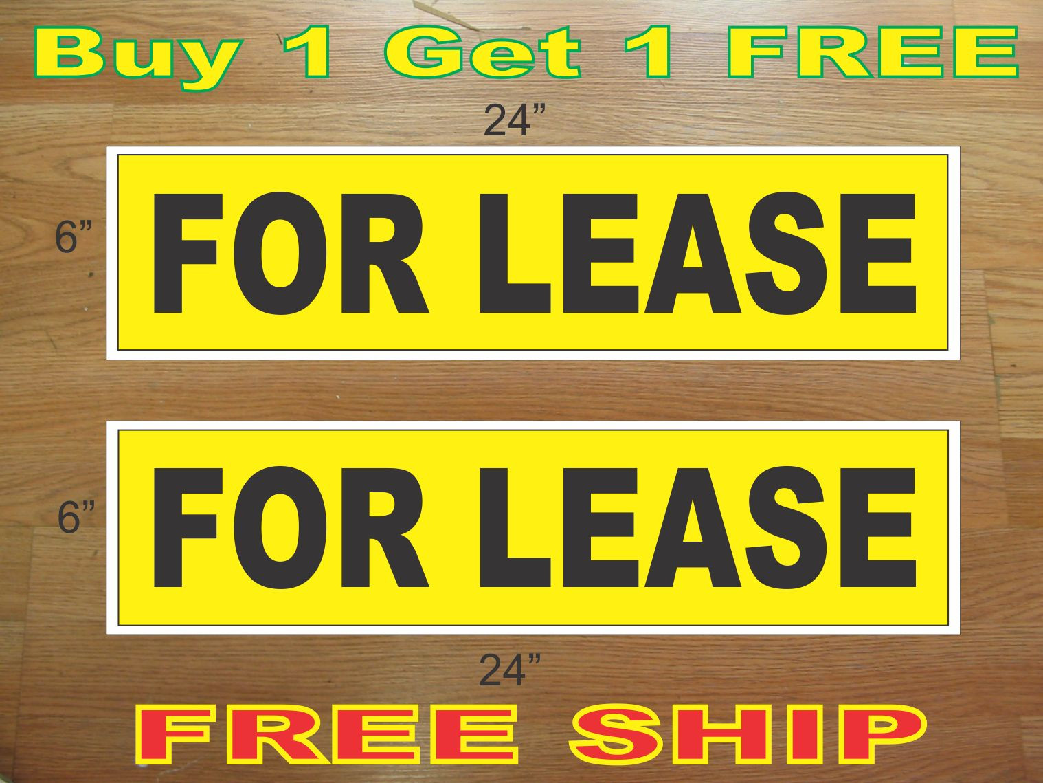 Lease Rider Sign FOR LEASE Yellow & Black 6