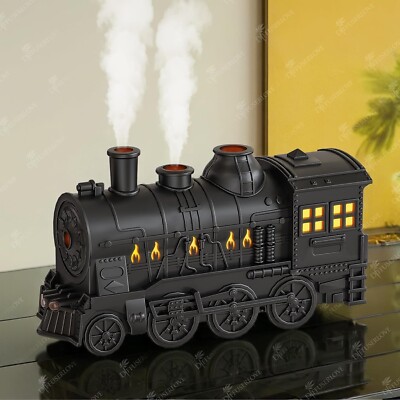 Train Air Cool Mist Luftbefeuchter Aroma ätherisches Öl Diffusor mit Licht - Schwarz
