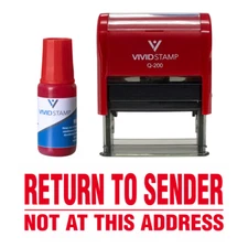 Return To Sender Not At This Address Self Inking Rubber Stamp Combo With Refill