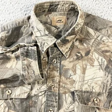 Duxbak Shirt Mens 2XL Green Realtree Hardwoods HD Camo Hunting Button Up
