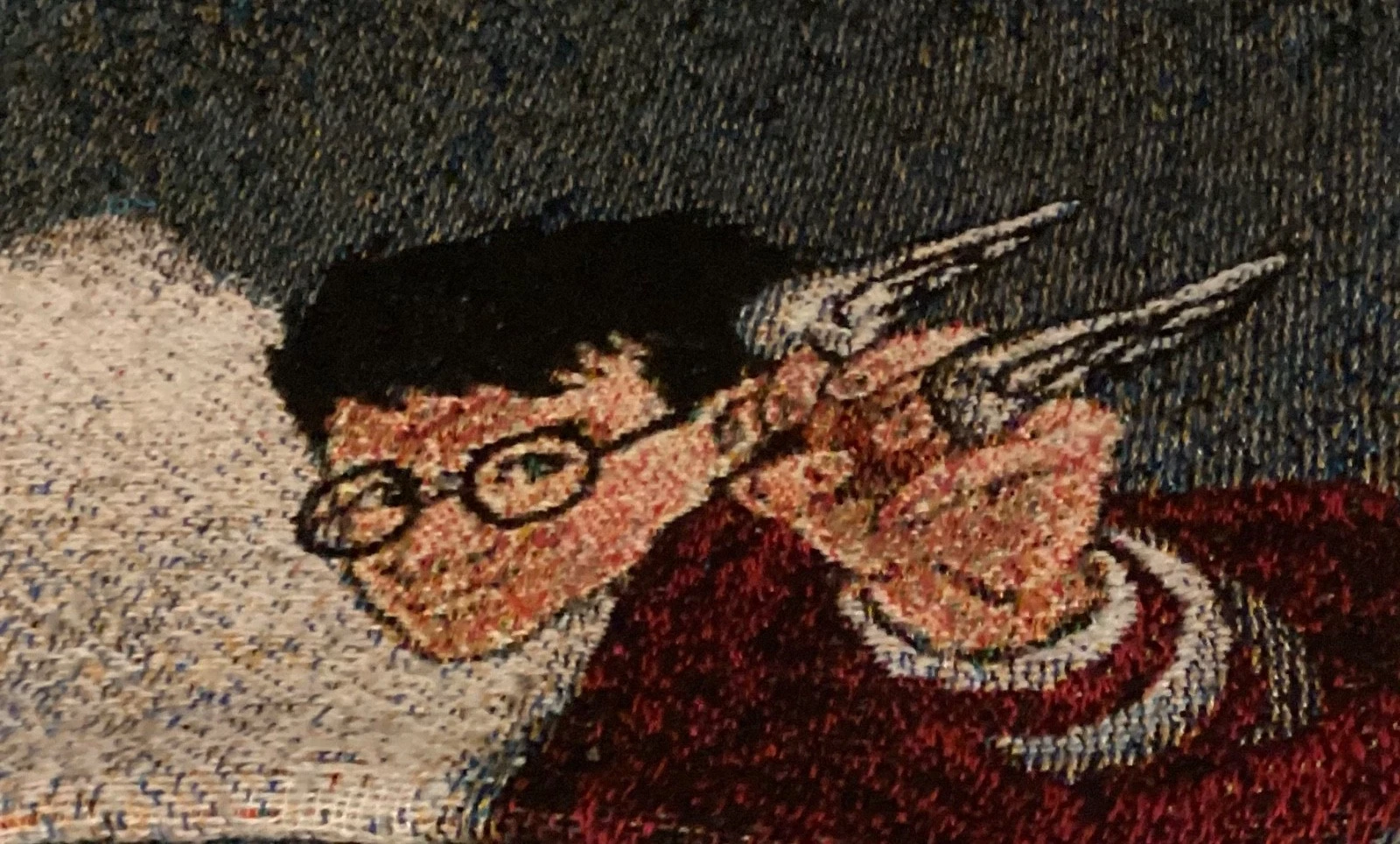 Vintage Harry Potter Throw Blanket Quidditch Hand Woven Fringed Warner Bros 2000