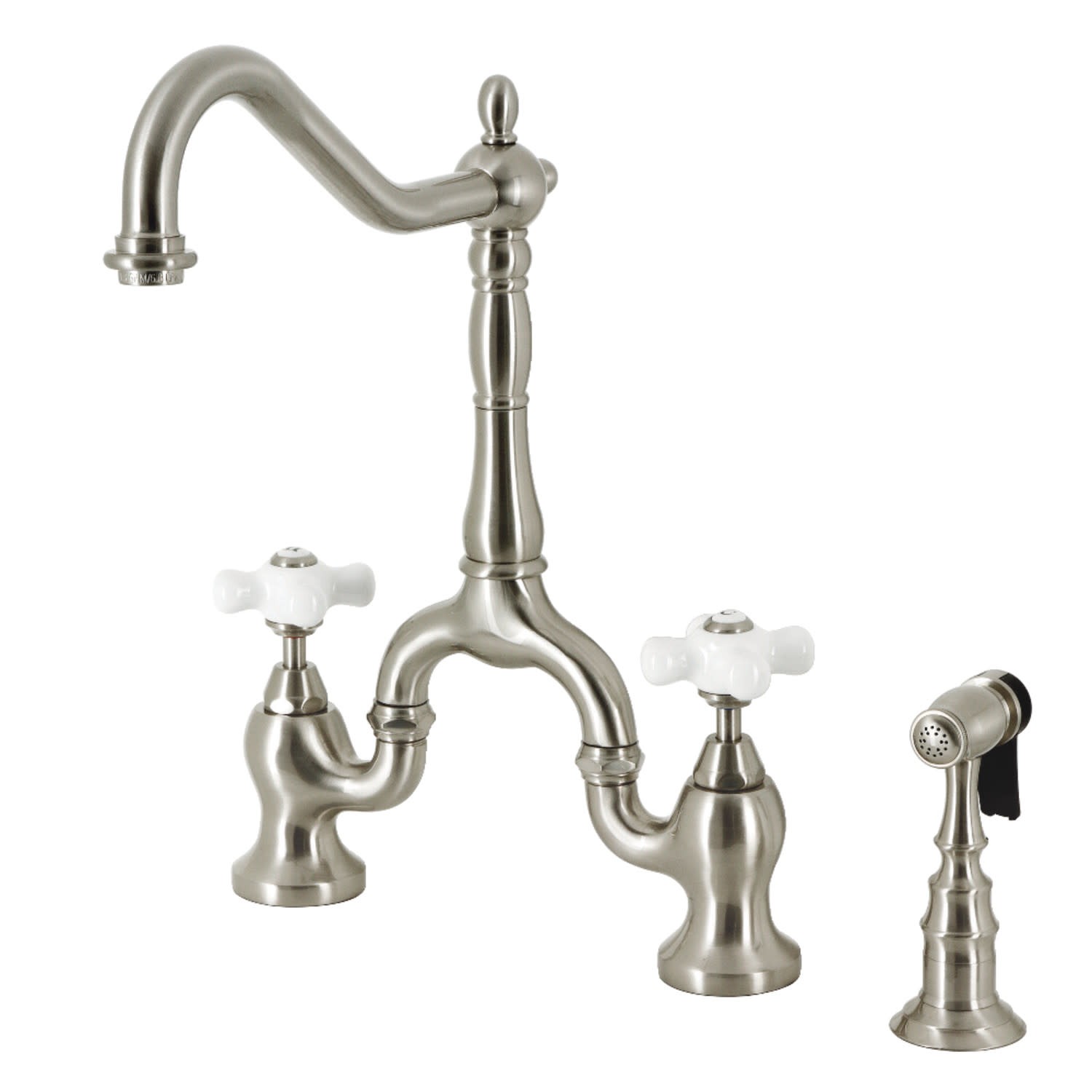 Kingston Brass KS775.PXBS English Country 1.8 GPM Bridge Kitchen - Nickel
