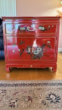 Chinese Cabinet - Red- 2 Doors-1 Draw-Wooden - Hand made and painted - Lacquered
