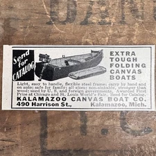 1941 KALAMAZOO CANVAS BOAT CO. Vintage Print Ad Kalamazoo Michigan Folding Sport
