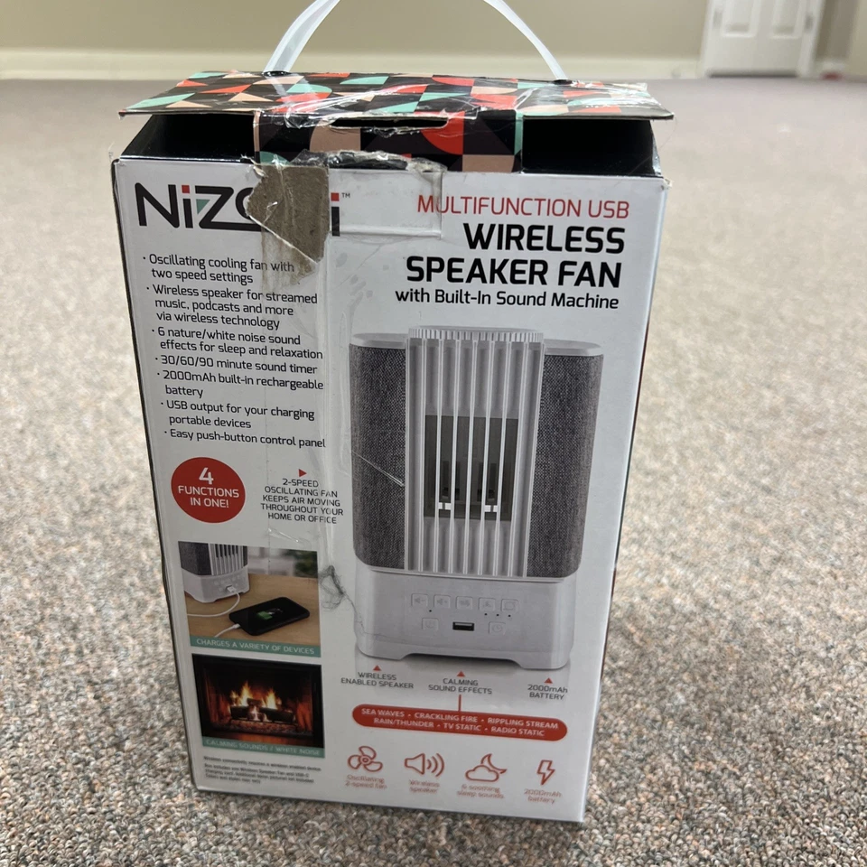 NIZONI Wireless Speaker Fan, Built-In Sound Machine - Image 3 of 4