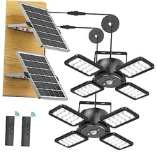 Solar Shed Light Outdoor Indoor Solar Powered Motion Sensor Black-2 Pack