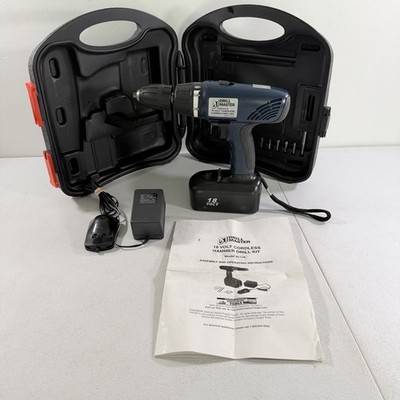 Drill Master 18v Cordless Hammer Drill W/Battery, Charger & Case 91176 TESTED