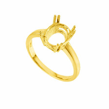 Semi Mount Ring Solitaire 8X6 MM Oval 925 Sterling Silver Yellow Plated Ring