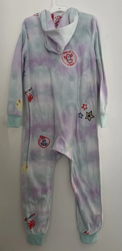Cat & Jack Kid Girls 1-Piece Tie Dye Super Soft Fleece Zip-Up Hooded PJs Multi S - Image 4 of 4