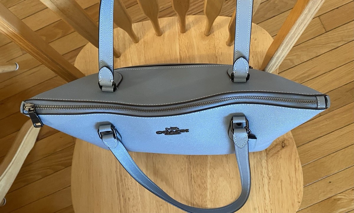 【COACH】コーチ ギャラリー トート レザー ライトブルー CH285. Coach CH285 Gallery Large Tote In Cornflower Crossgrain Leather