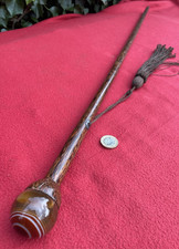 Victorian Bahi Wood Walking Stick Cane with Onyx Tigers Eye Knob Handle