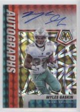 2021 Panini Mosaic Choice Fusion Red & Yellow Prizm Myles Gaskin #A-MG Auto 0a6