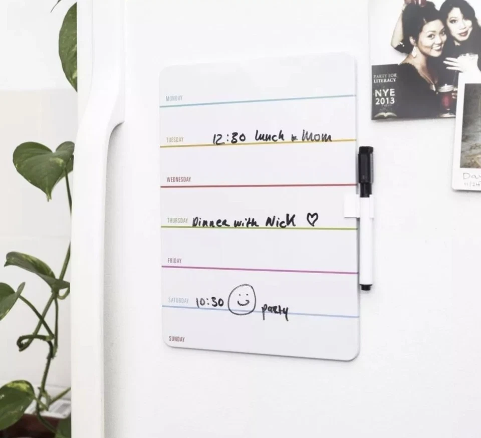 Kikkerland Magnetic Whiteboard Weekly Dry Eraser Message Board Organiser Planner - Image 2 of 2