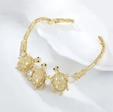 Turtle Design With Gold Finish, Featuring Heart Bracelet 14k Gold Plated