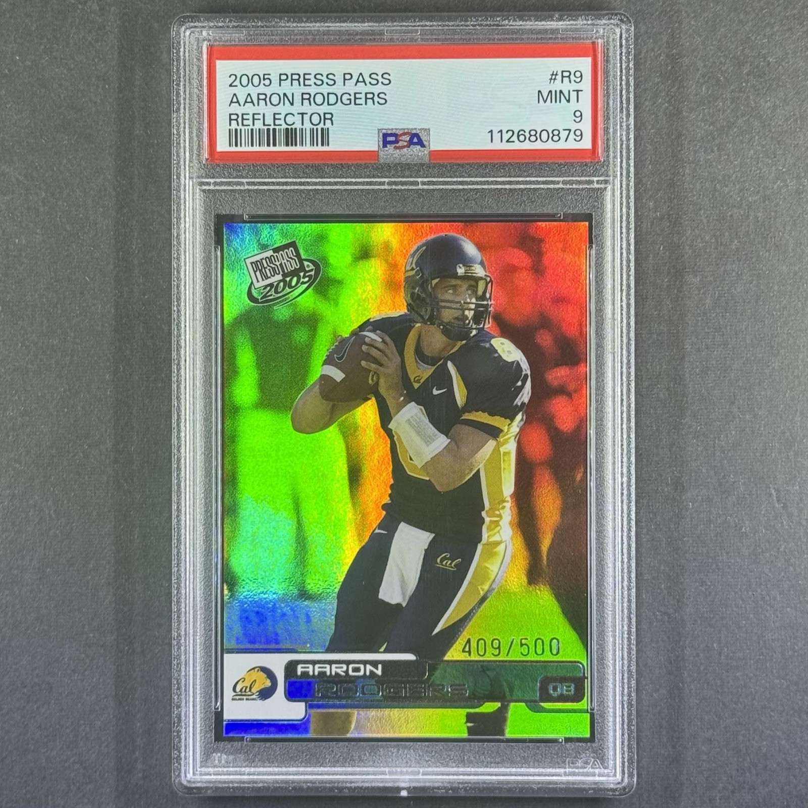 AARON RODGERS 2005 PRESS PASS #R9 REFLECTOR (SP /500) PSA 9