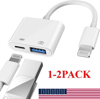 1/2X Apple Certified Lightning Male to USB OTG Female Adapter and Charger Cable