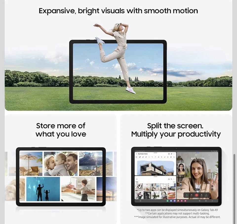 Samsung Galaxy Tab A9 Android Tablet, 128GB, Graphite, Large Display, UK Version - Image 4 of 4