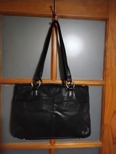 Wilsons Leather Soft Black Triple Compartment Tote Bag