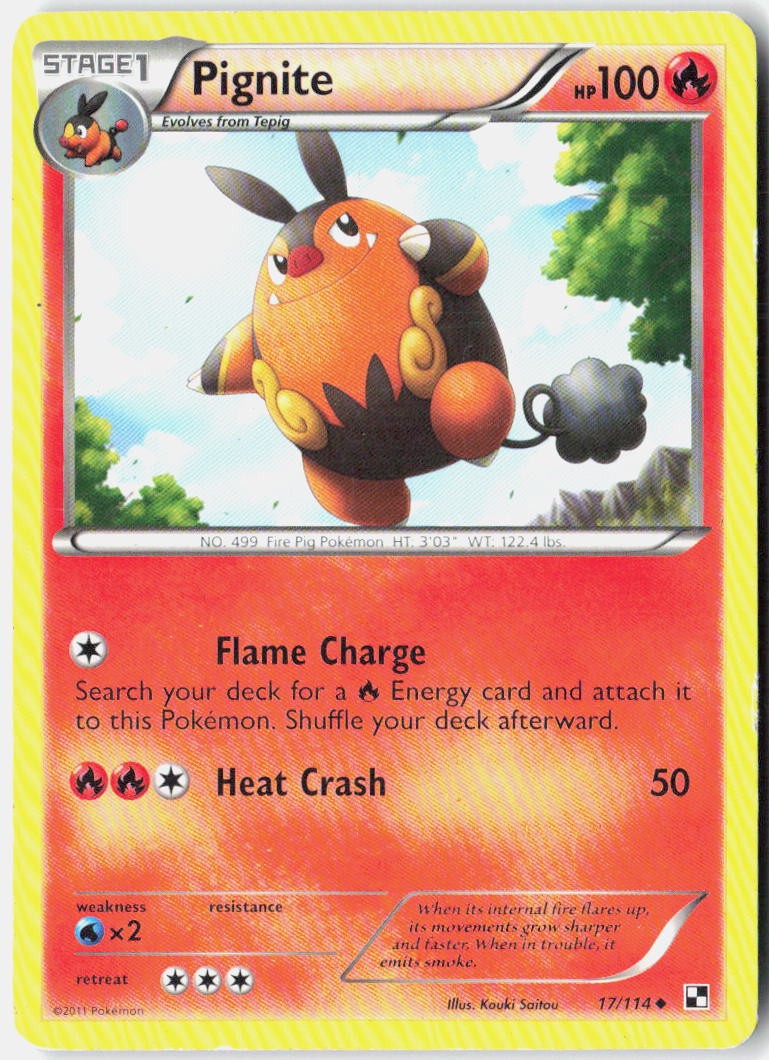 Pignite (17) Black and White 17/114 Vintage Pokemon Card Normal
