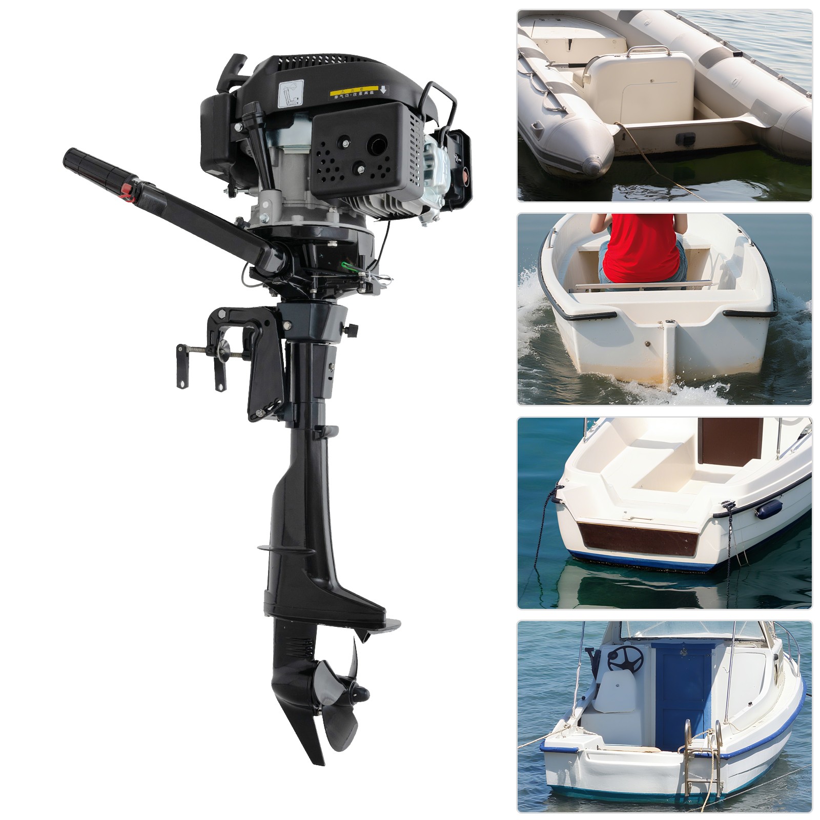 6 HP 4 Stroke Heavy Duty Outboard Motor Marine Boat Engine  Air Cooling 2500RPM