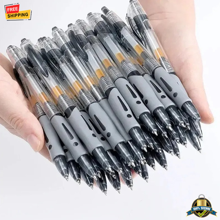 6 Pcs Retractable Gel Pens Set Black Ink Smooth Writing Stationery