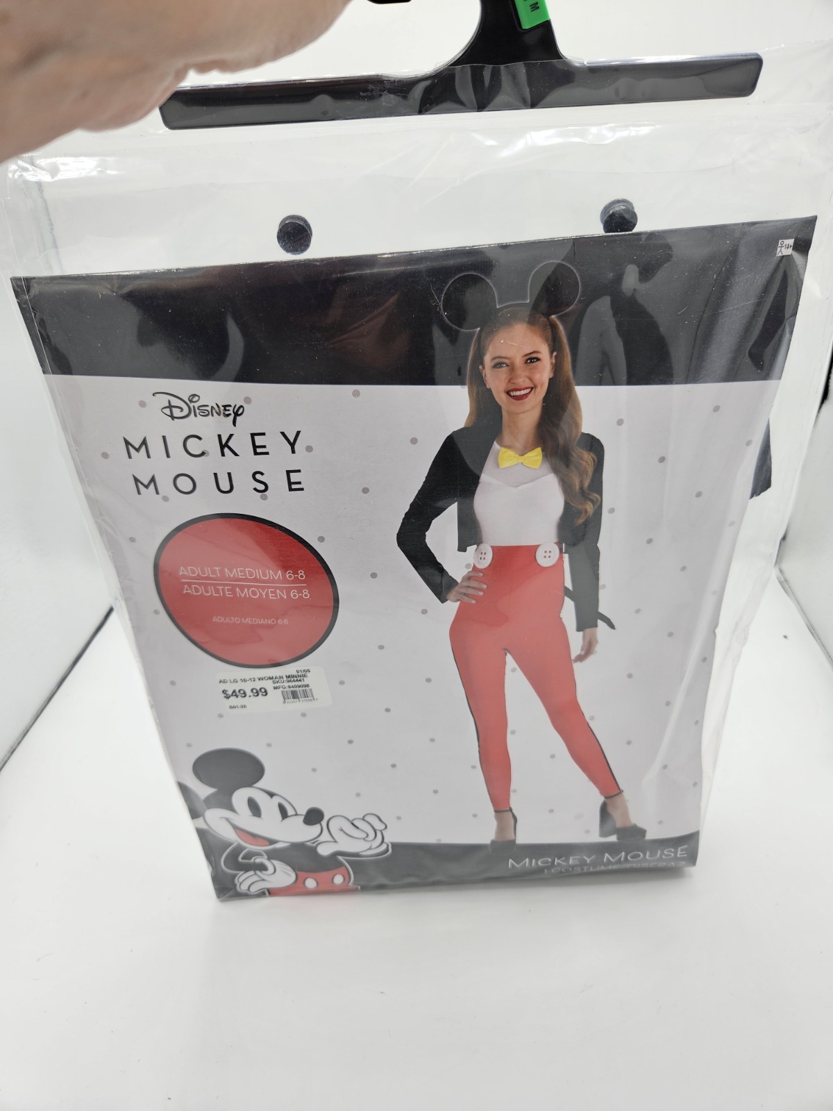 Disney MICKEY MOUSE Adult Ladies Medium (6-8) 3 Pcs Halloween Costume - NEW!