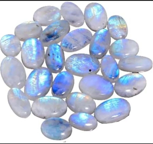 (20 to 22pcs) Natural 400 Cts Rainbow Moonstone Gemstone Wholesale Cabochons Lot
