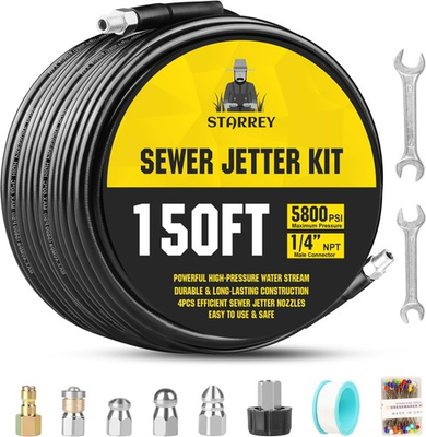 #ad Pressure Washer Drain Jetter – Sewer Kit for 150FT X1 4in Black $123.64