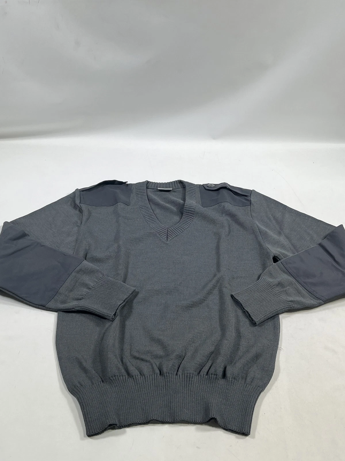 Mens Gray Wool Blend Military Style V Neck Sweater Large L EUC
Opens in a new window or tab