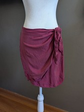 Abercrombie Fitch Burgundy Cupro Faux Wrap Mini Skirt Whimsigoth Size M