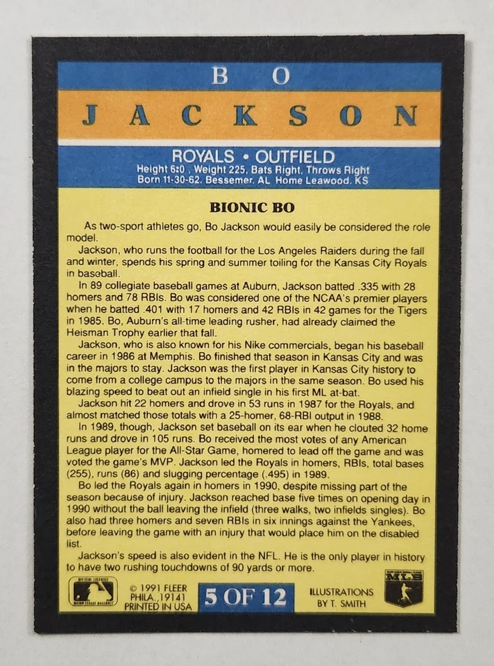 1991 Fleer Pro Visions-Complete 12 Card Set - Bo Jackson, McGwire, Clemens, Mint - Image 4 of 4