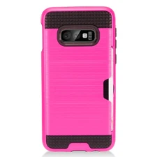 GSA Brushed Hybrid Case w/CC Slot for Samsung S10e (5.8") - Hot Pink