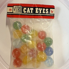 Vintage Bag 19 Vitro Cat Eyes Marbles Five Star Brand Made In USA NOS