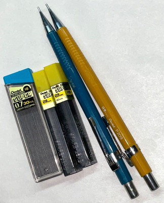 Lot of 2 Pentel Sharp Mechanical Pencils P207 0.7mm P209 0.9mm with Leads Japan