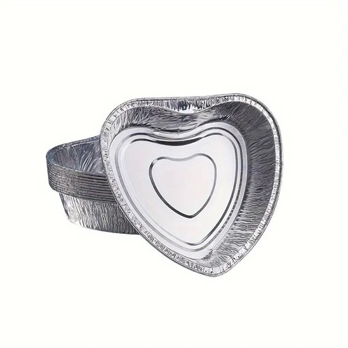 Set 50 Tortiere A Forma Di Cuore In Alluminio Con Coperchio, 100 Ml Usa E Getta, Per Cupcake E Gelato, Rosse E Rosa