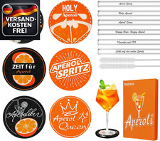 Aperol Spritz Zubehörset mit Glasstrohhalmen Filzuntersetzer Reinigungsbürste fü
