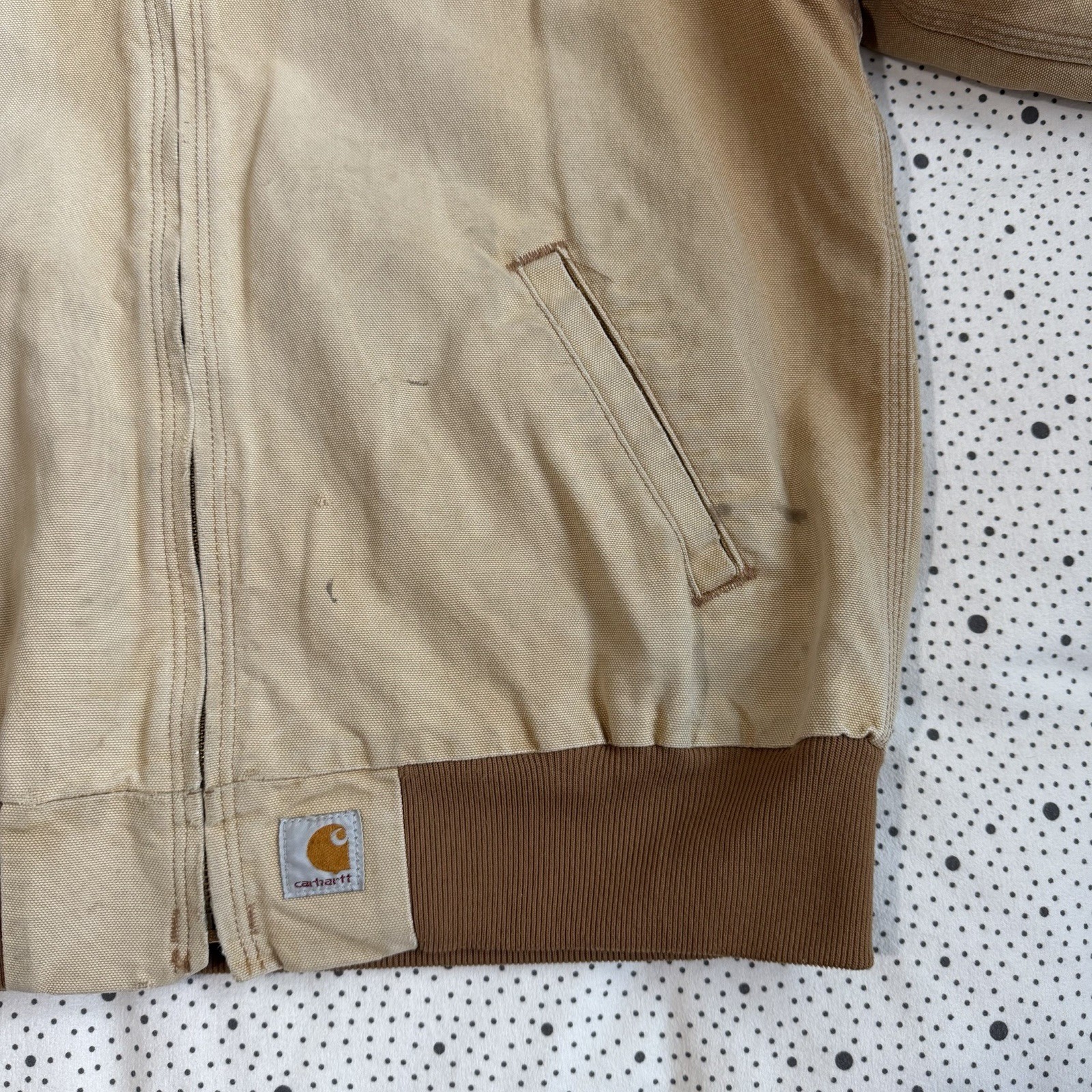Vintage 2000s Carhartt Jacket Men's L Faded Tan Brown Hooded Heavy Canvas thumbnail 3