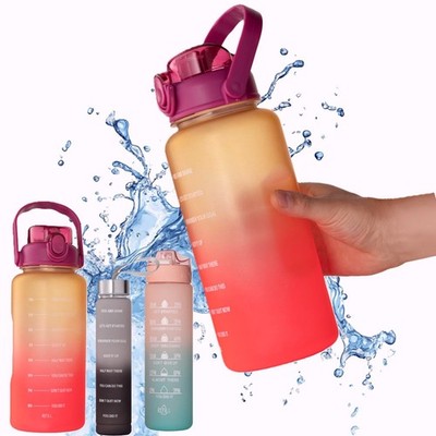 Große Sport Trinkflasche mit Strohhalm 3er Set für Schule Fitness Reise täglicher Gebrauch