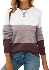 Womens Sweaters Long Sleeve Tops Crew Neck Knit Pullover Sweaters Fall Fashion 2