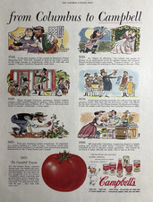 1055 Campbells Jugo de Tomate Sopa Ketchup Frijoles Colón Dibujos Animados De Colección Anuncio Impreso