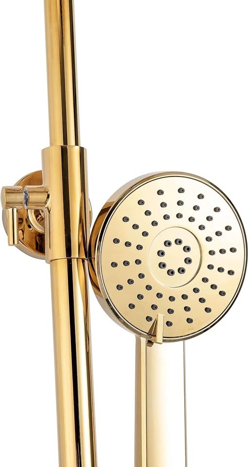 Anti-Kalk mit Thermostat Duschkopf Duschset Duscharmatur Duschsäule MessingGold - Bild 4 von 4