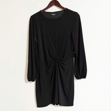 NEW Express Twist Front Blouson Sleeve Sheath Dress Black Size L