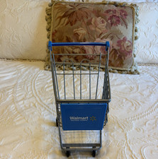 Walmart Miniature Metal Toy Shopping Cart with Blue Handle