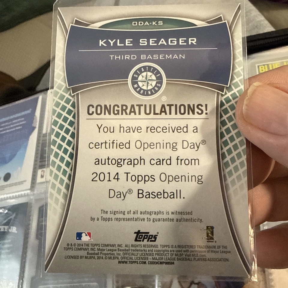 2014 Topps Opening Day Autographs Kyle Seager Autograph Seattle Mariners (136) - Image 2 of 2
