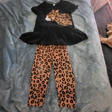 Shein Girls Size 7 Lepard Shirt with Pants Set