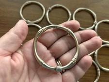 SET 12 shower curtain rings silver tone metal very sturdy enclosed hook
