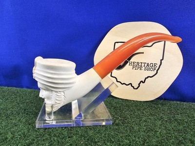 Unsmoked Lightweight Bent Sultan Carved Block Meerschaum Pipe